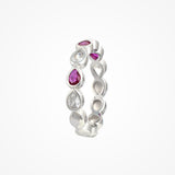 Radiant Pear Cut Pink & White Eternity Ring in 925 Sterling Silver By Joy Of Silver