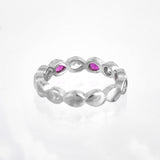 Radiant Pear Cut Pink & White Eternity Ring in 925 Sterling Silver By Joy Of Silver