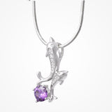 Fish Pendant Amethyst & Zircon Diamond In 925 Sterling Silver By Joy Of Silver