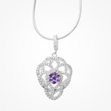 Stylish Amethyst & Zircon Diamond Pendant In 925 Sterling Silver By Joy Of Silver