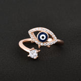Evil Eye Zircon Diamond Ring In Rose Gold Over 925 Sterling Silver By Joy Of Silver