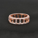 Baguette Moissanite Diamond Ring In Rose Gold Over 925 Sterling Silver By Joy Of Silver