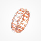 Baguette Moissanite Diamond Ring In Rose Gold Over 925 Sterling Silver By Joy Of Silver