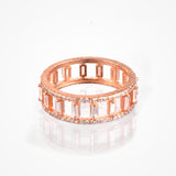 Baguette Moissanite Diamond Ring In Rose Gold Over 925 Sterling Silver By Joy Of Silver