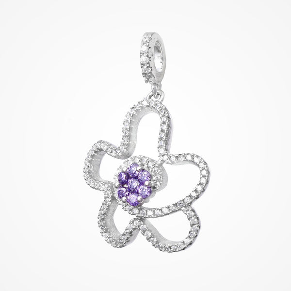 Starfish Amethyst & Zircon Diamond Pendant In 925 Sterling Silver By Joy Of Silver