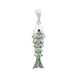 Green Fish Pendant In 925 Sterling Silver By Joy Of Silver