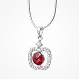 Apple Pendant Red Stone & Zircon Diamond In 925 Sterling Silver By Joy Of Silver