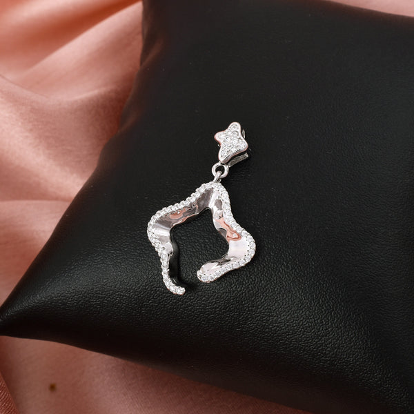 Star Cut Zircon Diamond Pendant In 925 Sterling Silver By Joy Of Silver