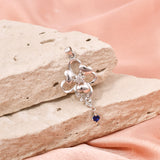 Enchanted Floral Heart Pendant with Sapphire Blue Drop in 925 Silver Joy Of Silver
