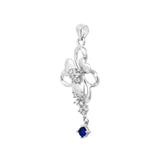 Enchanted Floral Heart Pendant with Sapphire Blue Drop in 925 Silver Joy Of Silver