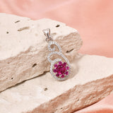 Pink Ruby Pendant In Zircon Diamond In 925 Sterling Silver By Joy Of Silver