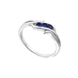Sapphire Blue Three-Stone Wave Ring in 925 Sterling Silver By Joy Of Silver
