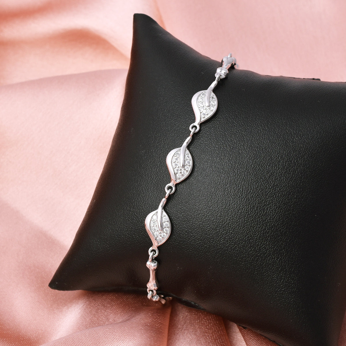 Leaf Zircon Bracelet For Girl Women Gift In 925 Sterling Silver By Joy Of Silver