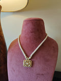 Handcrafted 925 Silver Gold Plated Open Polki Pendant on Pearl Crafted Puwai Necklace