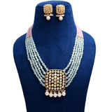 Handcrafted 925 Silver Gold Plated Open Moissanite Polki Choker with Semi-Precious Quartz Beads