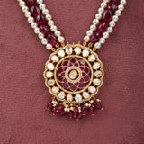 Handcrafted 925 Silver Gold Plated Open Moissanite Polki Necklace with Semi-Precious  Stone