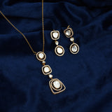 Handcrafted 925 Silver Gold Plated Open Moissanite Polki Pendant Set