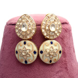 925 Silver Gold Plated Chandbali Polki Necklace with Emerald Green Beads
