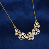 925 Silver Gold Plated Delicate Moissanite Polki Pendant Set