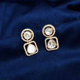 925 Silver Gold Plated Contemporary Moissanite Polki Pendant Set