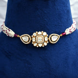 925 Silver Gold Plated Floral Moissanite Polki