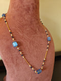 Semi-Precious Stone Fine Cable Chain in Gold Polished 925 Silver