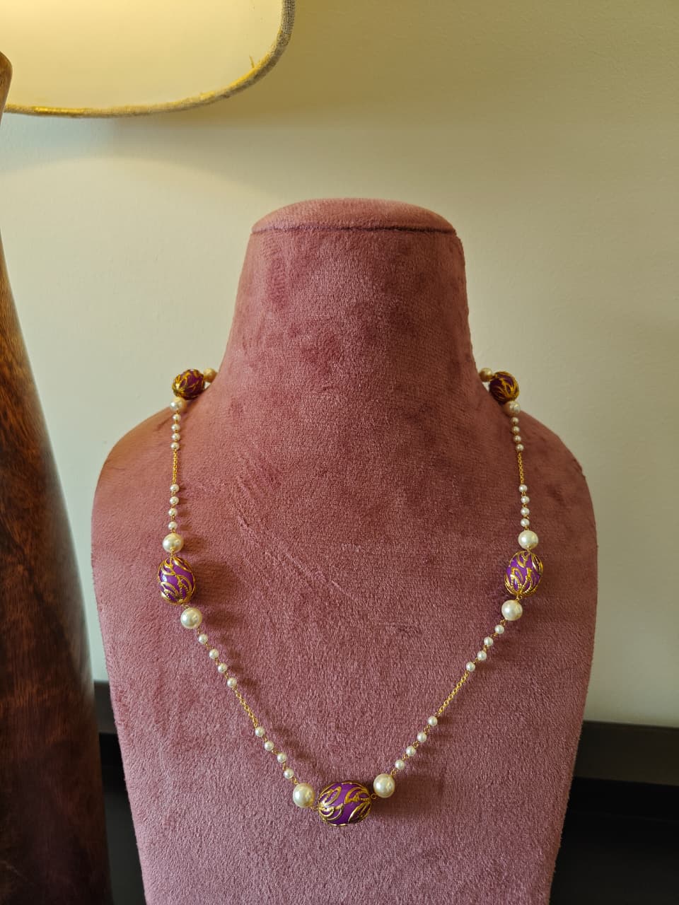 Handcrafted 925 Silver Gold Polished Necklace with Freshwater Pearls and Elegant Beads