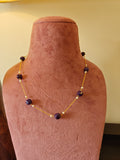 Semi-Precious Stone Fine Cable Chain in Gold Polished 925 Silver