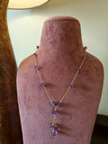 Handcrafted Purple Melon Semi-Precious Stone in 925 Silver Gold Polished Chain