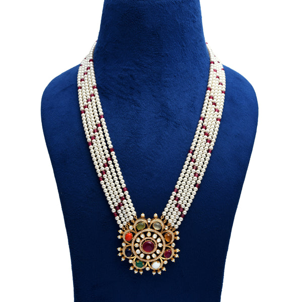 925 Silver Gold Plated Navratan Moissanite Polki Choker Set
