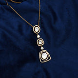 Handcrafted 925 Silver Gold Plated Open Moissanite Polki Pendant Set